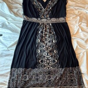 Elegant Black and Silver Embroidered Dress